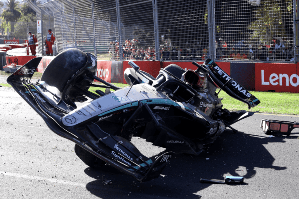 George Russell's Mercedes after crash at 2024 Australian GP | F1