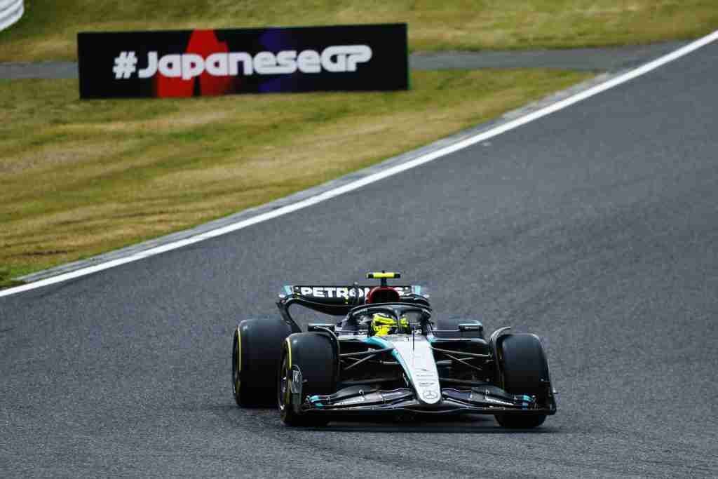 Lewis Hamilton em ação durante o GP do Japão de 2024 |  Mercedes