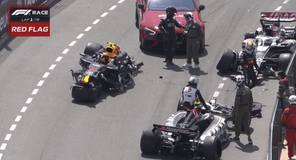 Sergio Perez Red Bull car obliterated after frightening threecar