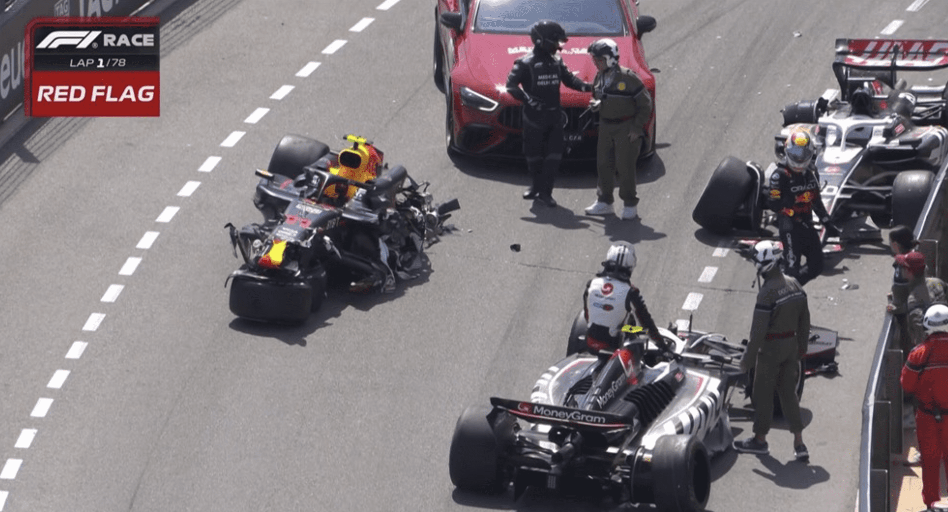 Sergio Perez’s Red Bull car in pieces after opening lap 2024 Monaco GP crash | Formula 1