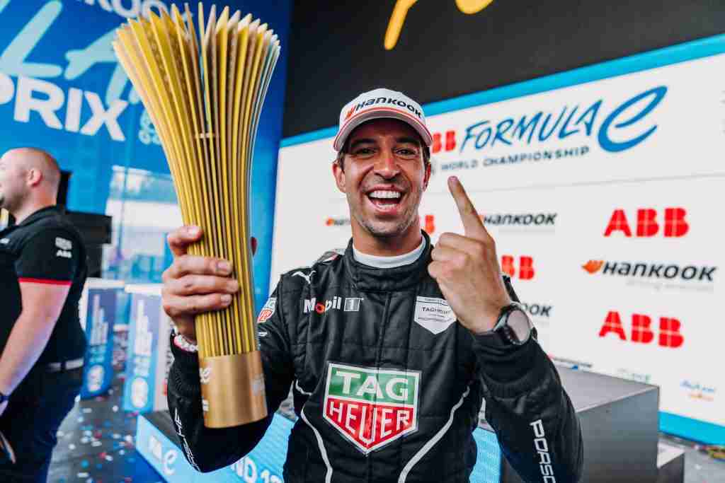 Antonio Felix da Costa comemora vitória no E-Prix de Portland, 13ª rodada da Fórmula 2024 |  Equipe Porsche Fórmula E